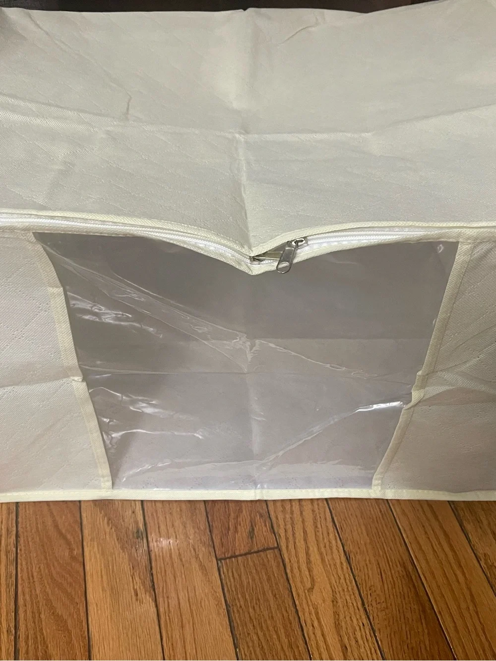 Amazon Cream Fabric Storage Bin with Clear Front Window. 6 pieces 4 large